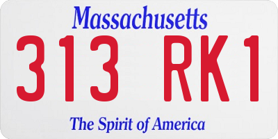 MA license plate 313RK1