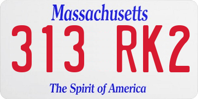 MA license plate 313RK2