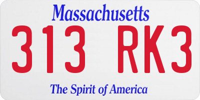 MA license plate 313RK3