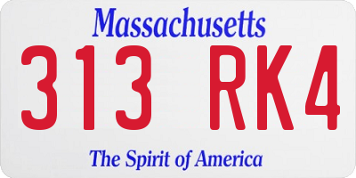 MA license plate 313RK4