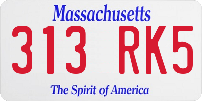 MA license plate 313RK5