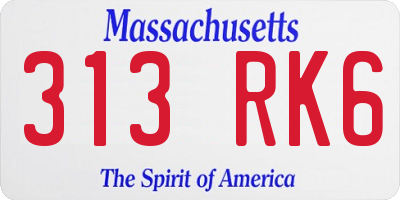 MA license plate 313RK6