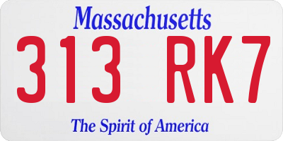 MA license plate 313RK7