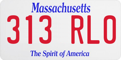 MA license plate 313RL0