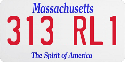 MA license plate 313RL1
