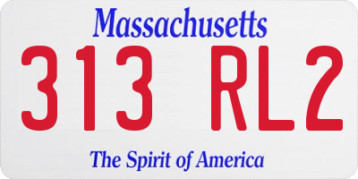 MA license plate 313RL2