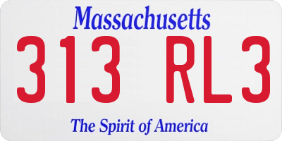MA license plate 313RL3