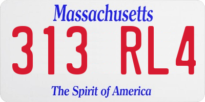 MA license plate 313RL4