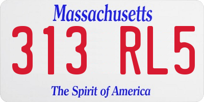 MA license plate 313RL5