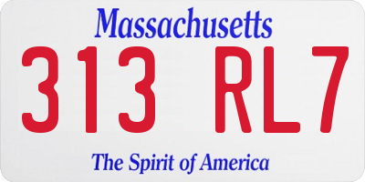 MA license plate 313RL7