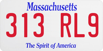 MA license plate 313RL9