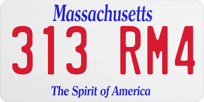 MA license plate 313RM4