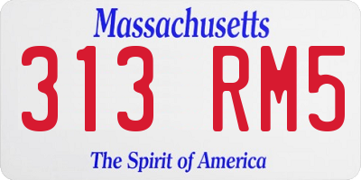 MA license plate 313RM5