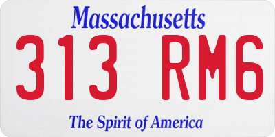 MA license plate 313RM6