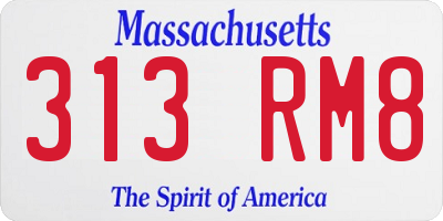 MA license plate 313RM8