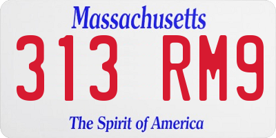 MA license plate 313RM9