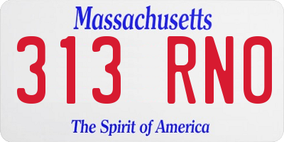 MA license plate 313RN0