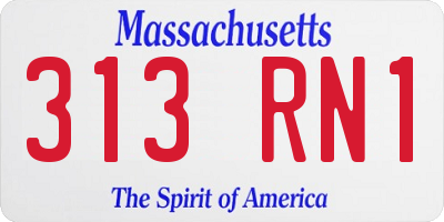 MA license plate 313RN1