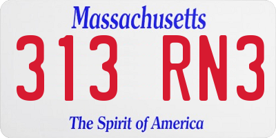 MA license plate 313RN3