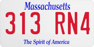 MA license plate 313RN4