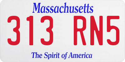 MA license plate 313RN5
