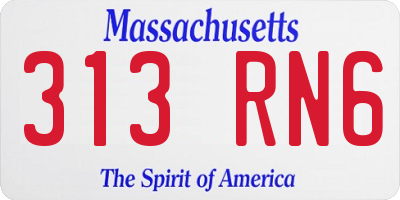 MA license plate 313RN6