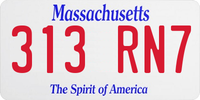 MA license plate 313RN7
