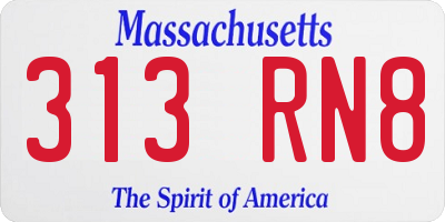 MA license plate 313RN8