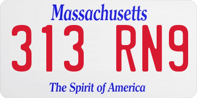 MA license plate 313RN9