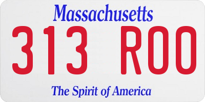 MA license plate 313RO0
