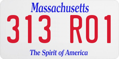 MA license plate 313RO1