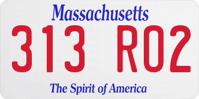 MA license plate 313RO2
