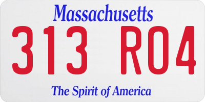 MA license plate 313RO4