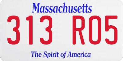 MA license plate 313RO5