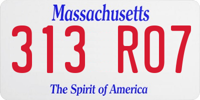 MA license plate 313RO7