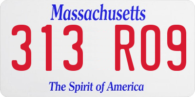 MA license plate 313RO9