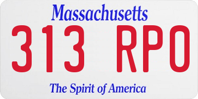 MA license plate 313RP0