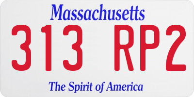 MA license plate 313RP2