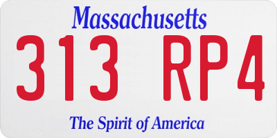 MA license plate 313RP4