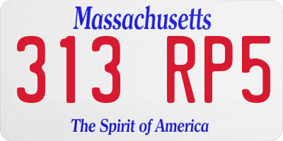 MA license plate 313RP5