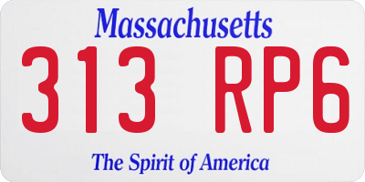 MA license plate 313RP6