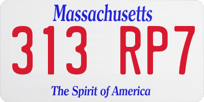 MA license plate 313RP7