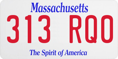 MA license plate 313RQ0