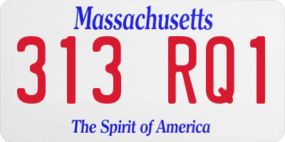 MA license plate 313RQ1