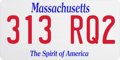 MA license plate 313RQ2
