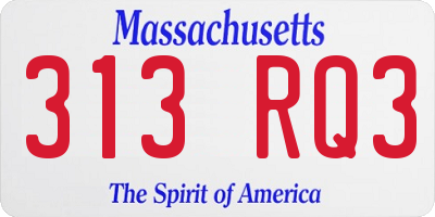 MA license plate 313RQ3