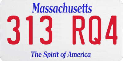 MA license plate 313RQ4