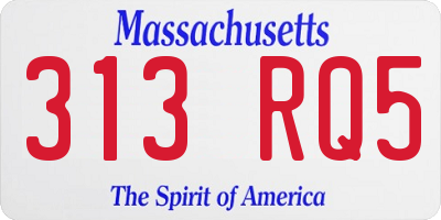 MA license plate 313RQ5
