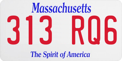 MA license plate 313RQ6