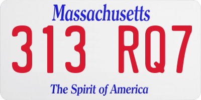 MA license plate 313RQ7